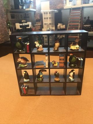 Vintage Dollhouse Miniature Furniture Book Shelf Birds And Books