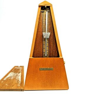 Wooden Seth Thomas Wind Up Metronome De Maelzel Vintage Pyramidal Cute E1