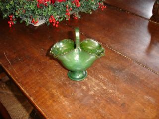 A Small Sized,  Miniature Hand Thrown Redware Flower Basket,  Not George Ohr