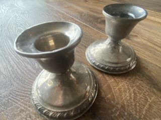2 Vintage El - Sil - Co Sterling Silver Weighted Candle Holders 3 " X 2 1/2 " High