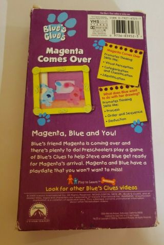 Blue ' s Clues Magenta Comes Over Nick Jr Play Along with Blue Rare VHS Video Tape 2