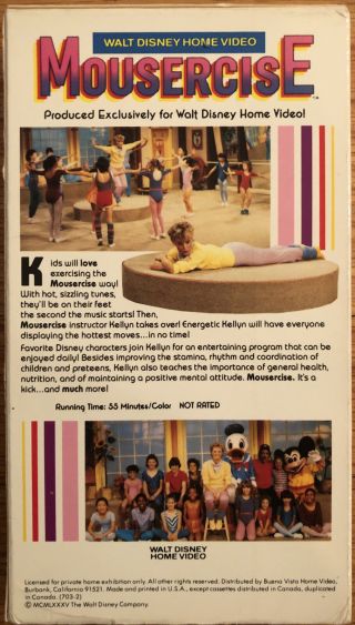 D71 MOUSERCISE Walt Disney VHS 1985 Children ' s Exercise Video RARE 2