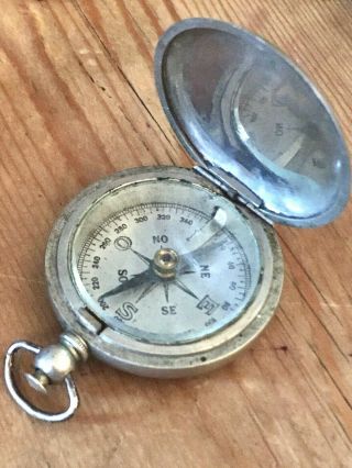 Antique Victorian Pocket Travelling Compass With Locking Mechanism C1900