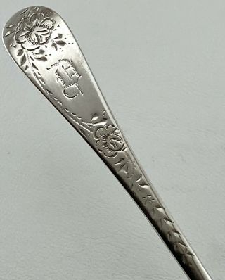 Antique Rw&s Wallace Sterling Silver Mono " D " Floral Brite Cut Spoon 6 " Etched