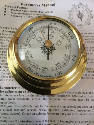 70mm Brass Enclosed Barometer
