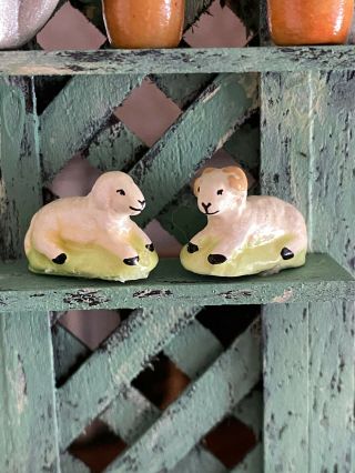Vintage Miniature Dollhouse 1:12 Porcelain Artisan England Pair Sheep Figurines