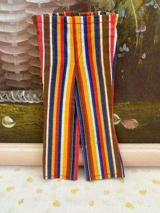 1970s Bright Vintage Mod Ken Doll Cotton Stripe Pants Trousers Mattel Barbie Htf