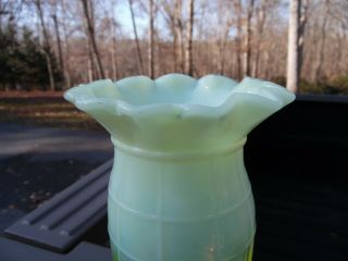 Antique Jefferson / Northwood Block Vaseline Opalescent Celery Vase 3