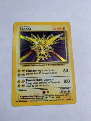 Pokemon Zapdos 1st Edition Card 16/102 Almost Very Little Scratches