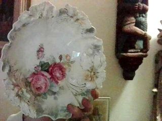 Antique Prussia Porcelain Bowl Pink Roses 10 - 1/4” X 3inches Tall.  No Chips