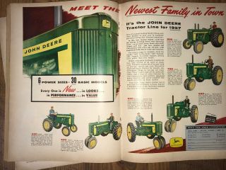 1957 John Deere Tractor Line Up Ad Vintage Antique 320 420 520 620 720 820