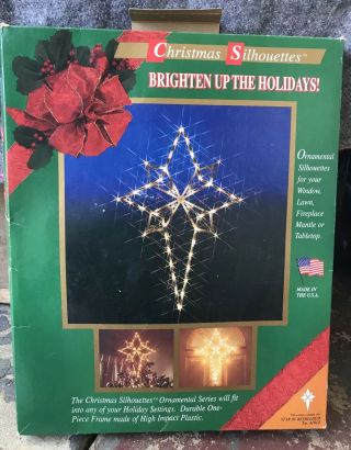 Vtg “bright Up The Holidays”lighed Star Of Bethlehem Christmas Window Silhouette