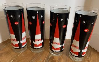 Vintage Set Of 4 Dairy Queen Dq Holt Howard Christmas Tall Santa Glasses 7”
