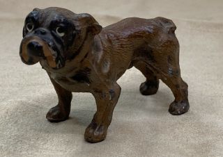 Antique German Cold Painted Metal " English Bulldog " Figurine -