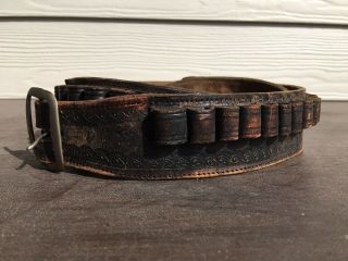 Vintage Antique Western Cowboy Gun Holster Leather Belt Sass 32 Waist Medium