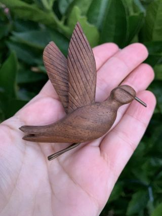 Vintage Brooch Bird Antique 1930s - 40s Large Wood Flying Bird Very Rare Pin