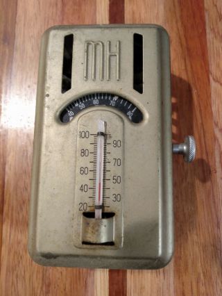 Vtg Antique Minneapolis Honeywell Art Deco Metal Thermostat Mercury Mid
