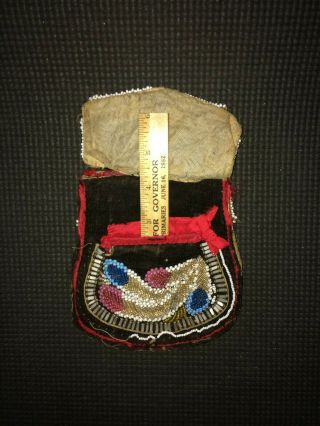 Antique Vintage 1890s Native American Iroquois Beaded Bag Purse 2