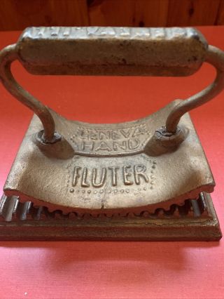 Antique Cast Iron Geneva Hand Fluter Patent Pat’d 1866 Fluting Tool Metal