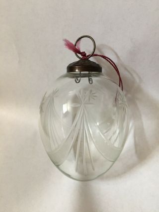Vintage Antique Hand Cut Clear Crystal Glass Christmas Ornament 3 " Dia.  4 " Tall
