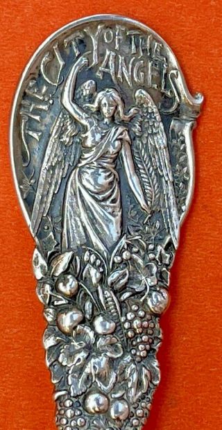 Stunning Angel Lady Big 6” Los Angeles California Sterling Silver Souvenir Spoon