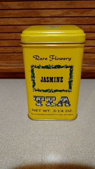 Rare Vintage Flower Jasmine Tea 3.  5 Oz Tin By John Wagner And Sons With No Rust