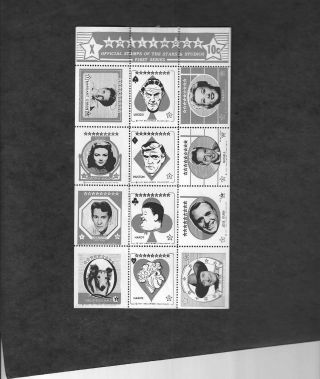 Rare 12 Hollywood Sticker Stamp Full Sheet 1947 Series X Tex Ritter More