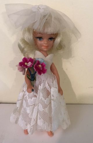 Vintage Tiny Teen Mini Doll 5 " 1967 Uneeda Fashion Bride