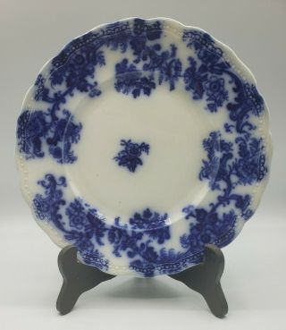2 Antique Flow Blue Lancaster Pattern Plate Wharf Pottery England 9” 1800s