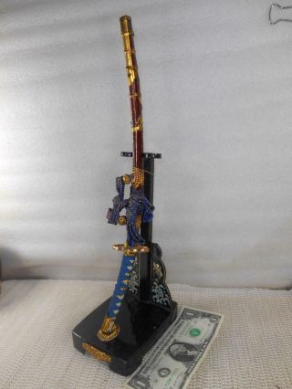 Vintage Miniature Japanese Samurai Sword W Lacquer Stand Boys Day Decoration 15 "