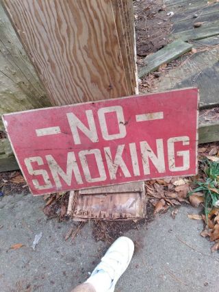 Vintage Antique Painted Metal No Smoking Sign