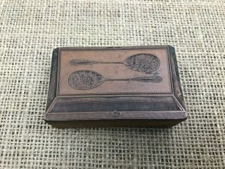 Rare Vintage Antique Sheffield Serving Spoons Wooden Printing Block Press Stamp
