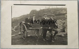 Real Photo Postcard Gentleman Pulling Cart Mow Cop Quarry Kidsgrove Antique Rp