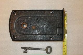 Antique Brass And Steel Rim Door Lock With Key 211 2