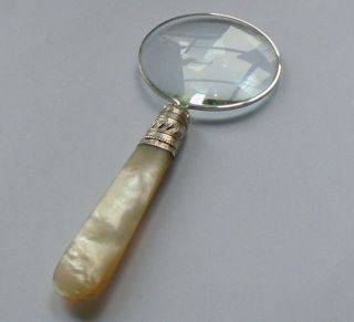 C.  H.  Beatson Sheff 1902 Hm Silver Band Mop Handle Magnifying Glass Edwardian