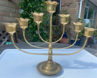Unusual Antique Brass Chinese Candle Stick Holder Oil Burner