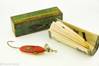 Vintage Al Foss Oriental Wiggler Antique Fishing Lure In Tin Box W Papers Lc28