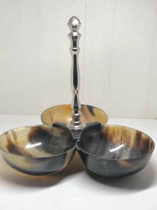 Vintage Art Deco Bakelite And Chrome Handled Condiment Whatnot Bowls Dishes