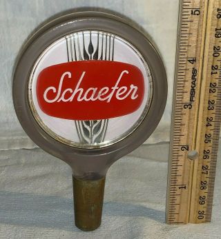 Antique Schaefer Beer Tap Knob Handle Bar Sign Plastic & Brass Vintage Old