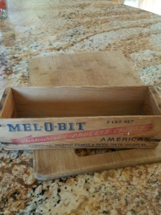 Vintage Mel - O - Bit Pasteurized Process Cheese American Wooden Box