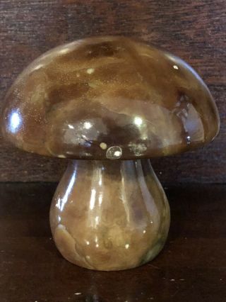 Antique Vintage Italian Stone Marble Mushroom Fungus Large Size 4.  5 Inches Tall