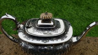 Antique vintage silver plate ornate Victorian teapot by Henry Hobson & Sons 2