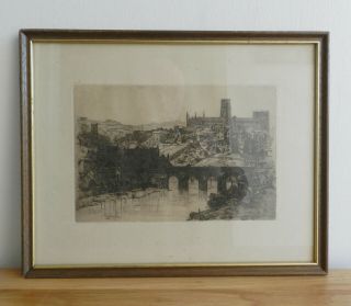Herbert Menzies H.  M.  Marshall - Antique Etching 1881 Durham Cathedral?