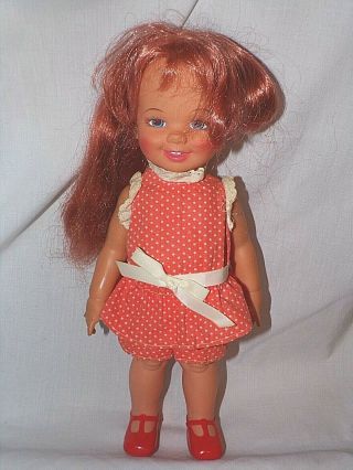 Vintage 1972 Ideal Doll 12 " Cinnamon Red Growing Hair Velvet 