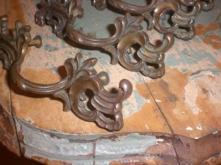 Shabby Ornate Vintage Handles 4 Brass Drawer/cabinet Pulls 2 1/2 " Screw Distance