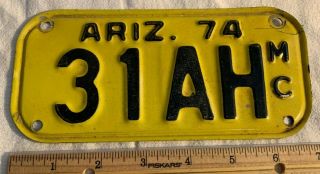Antique 1974 Arizona Motorcycle License Plate Vintage Reflective 1 Of 9 Separate