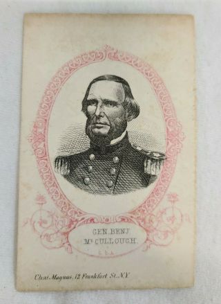 Antique Civil War Brigadier General Benj.  Mcculloch Csa Orig.  Cdv Chas.  Magnus