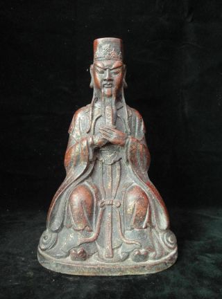 Rare Fine Old Chinese Bronze " Liubowen " Man Statue Figure Sculpture Marks