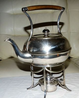 Antique Silver Plate Spirit Kettle,  Stand And Spirit Burner,  Collectible C1900.