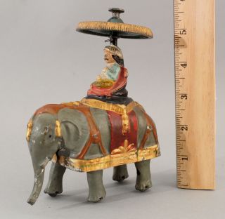 Rare Antique 19thc William Brittains Double Flywheel Walking Elephant Tin Toy